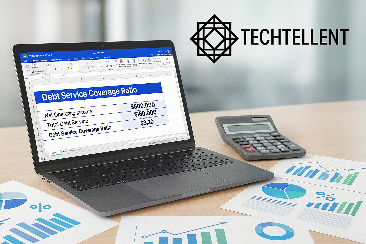 Example of Debt Service Coverage Ratio Formula in Excel spreadsheet