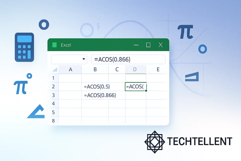 ACOS function in Excel with examples and usage