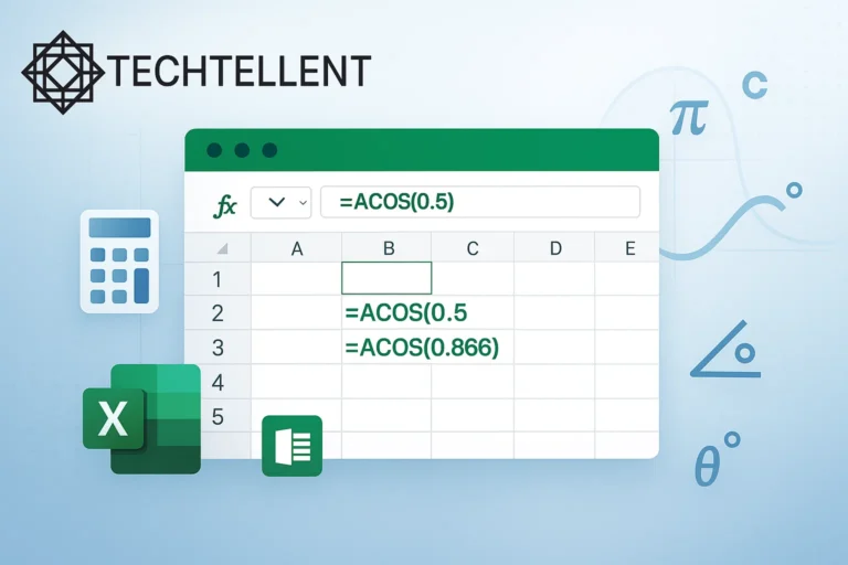 ACOS function in Excel with examples and usage