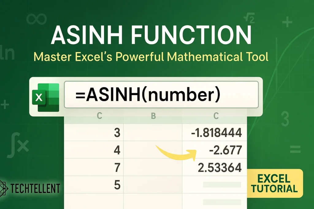 ASINH function in Excel formula with examples and guide