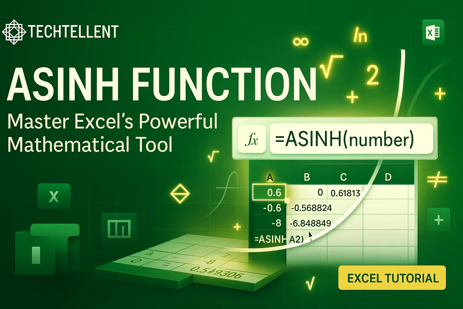 ASINH function in Excel formula with examples and guide