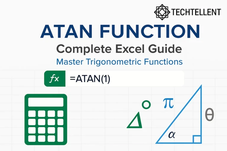 ATAN function in Excel with examples and step by step guide
