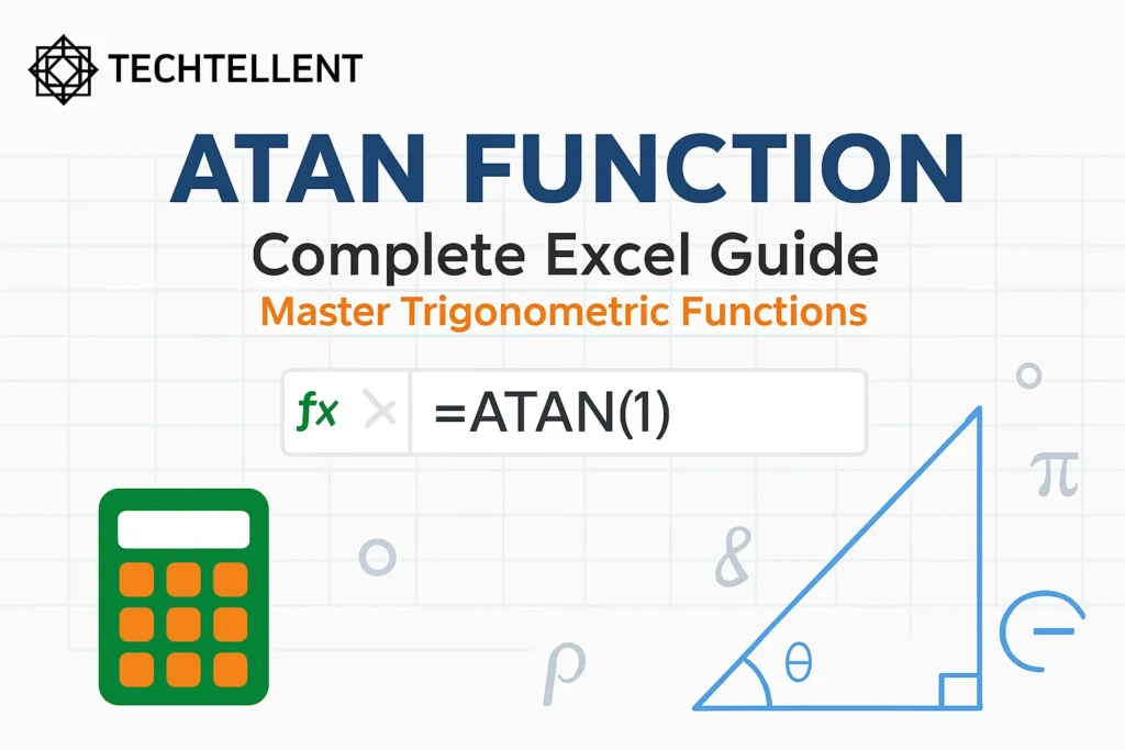 ATAN function in Excel with examples and step by step guide