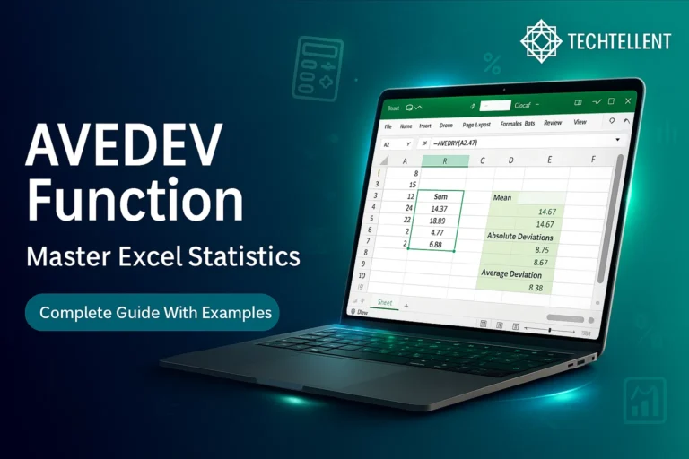 AVEDEV function in Excel with syntax and examples