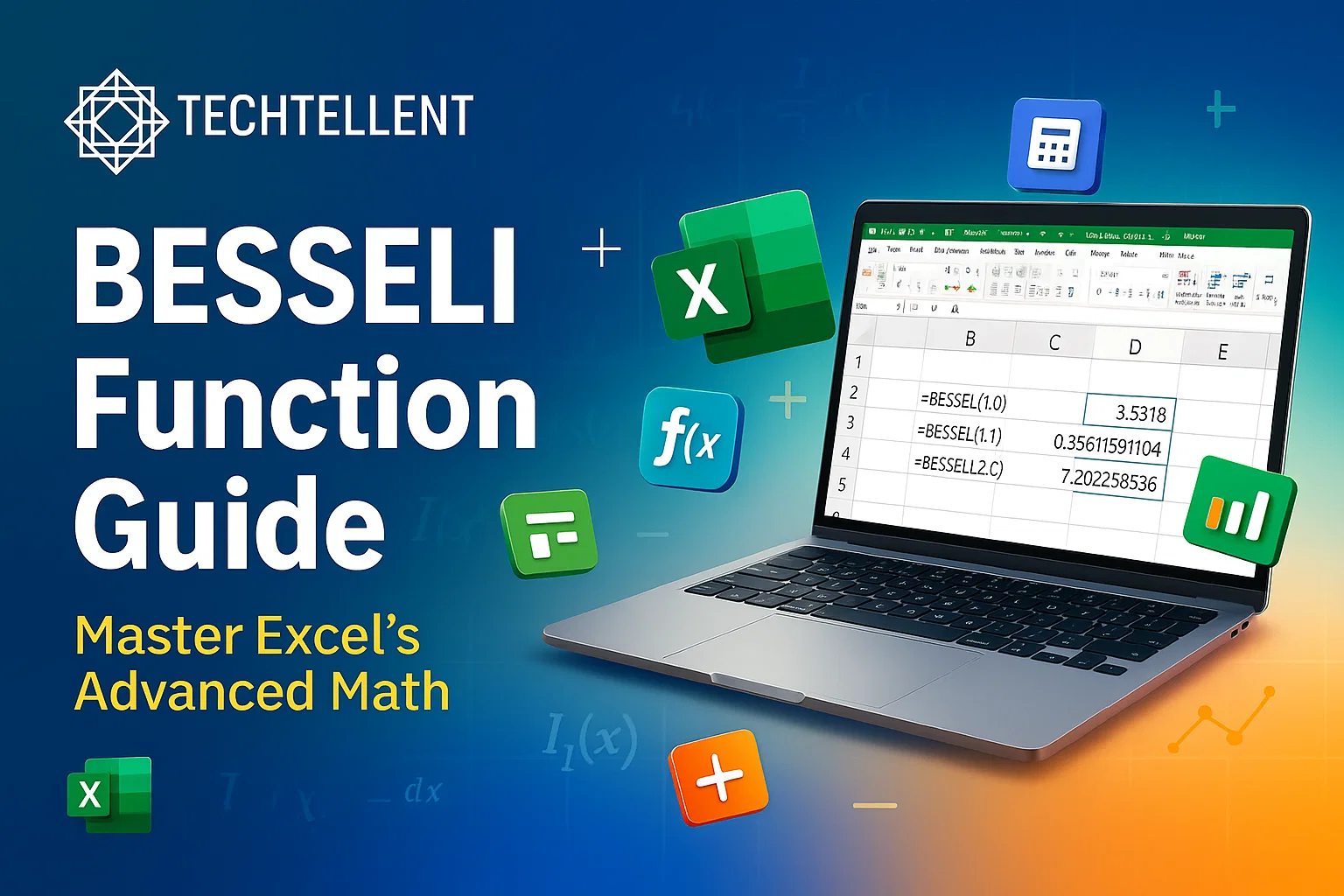 Excel BESSELI function example calculating modified Bessel values