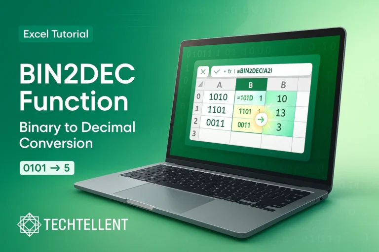 BIN2DEC function in Excel formula and conversion example