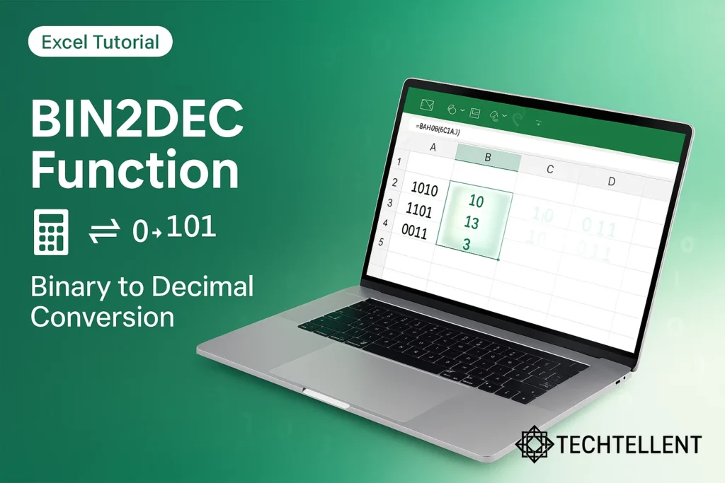 BIN2DEC function in Excel formula and conversion example